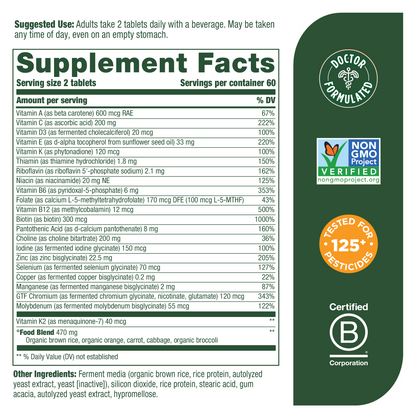 MegaFood Multi for Men - Men's Multivitamin for Optimal Health and Well-Being - With B Complex Vitamins - Gluten Free, Non-GMO, Dairy Free, Soy Free - 120 Tablets