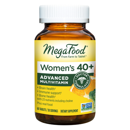 MegaFood, Multi for Women 40+, Supports Optimal Health and Wellbeing, Multivitamin and Mineral Dietary Supplement, Gluten Free, Vegetarian, 60 Tablets