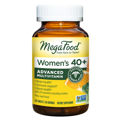 MegaFood, Multi for Women 40+, Supports Optimal Health and Wellbeing, Multivitamin and Mineral Dietary Supplement, Gluten Free, Vegetarian, 120 Tablets