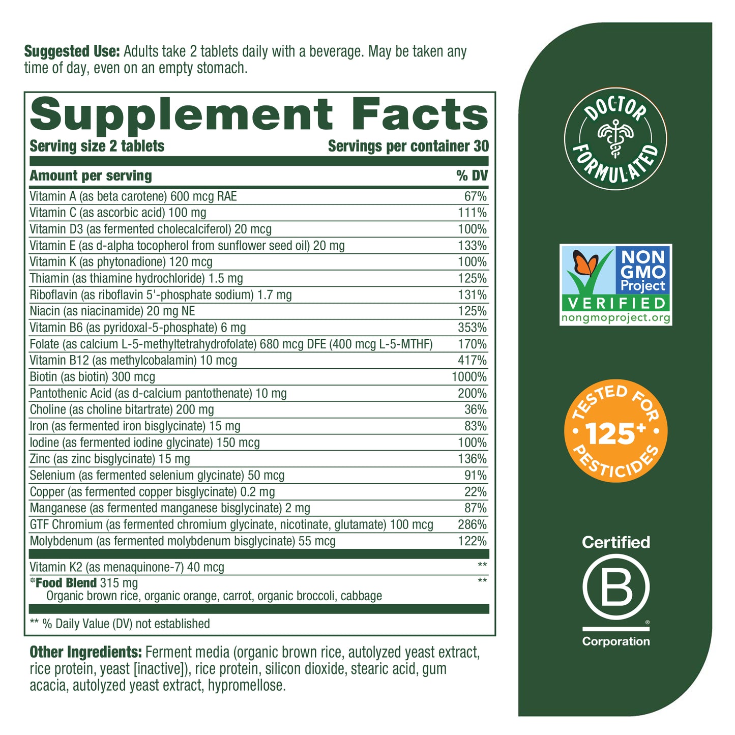 MegaFood, Multi for Women, Supports Optimal Health and Wellbeing, Multivitamin and Mineral Dietary Supplement, Gluten Free, Vegetarian, 60 Tablets