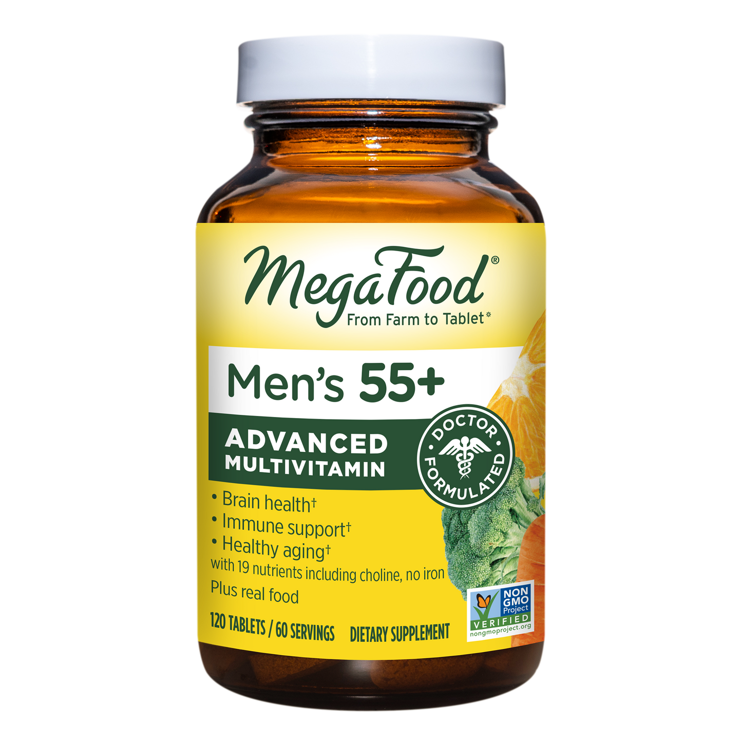MegaFood, MegaFood's Multi for Men 55+, Supports Optimal Health and Wellbeing, Multivitamin and Mineral Supplement, Gluten Free, Vegetarian, 120 Tablets