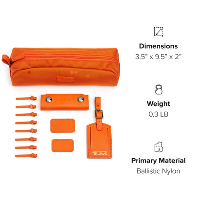 TUMI - Accents Kit - Includes 2 Leather Monogram Patches, 1 Leather Luggage Handle Wrap, 1 Luggage Tag & 8 Leather Zipper Pulls - Sunrise