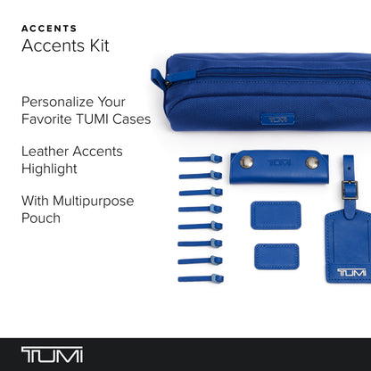 TUMI - Accents Kit - Includes 2 Leather Monogram Patches, 1 Leather Luggage Handle Wrap, 1 Luggage Tag & 8 Leather Zipper Pulls - Atlantic