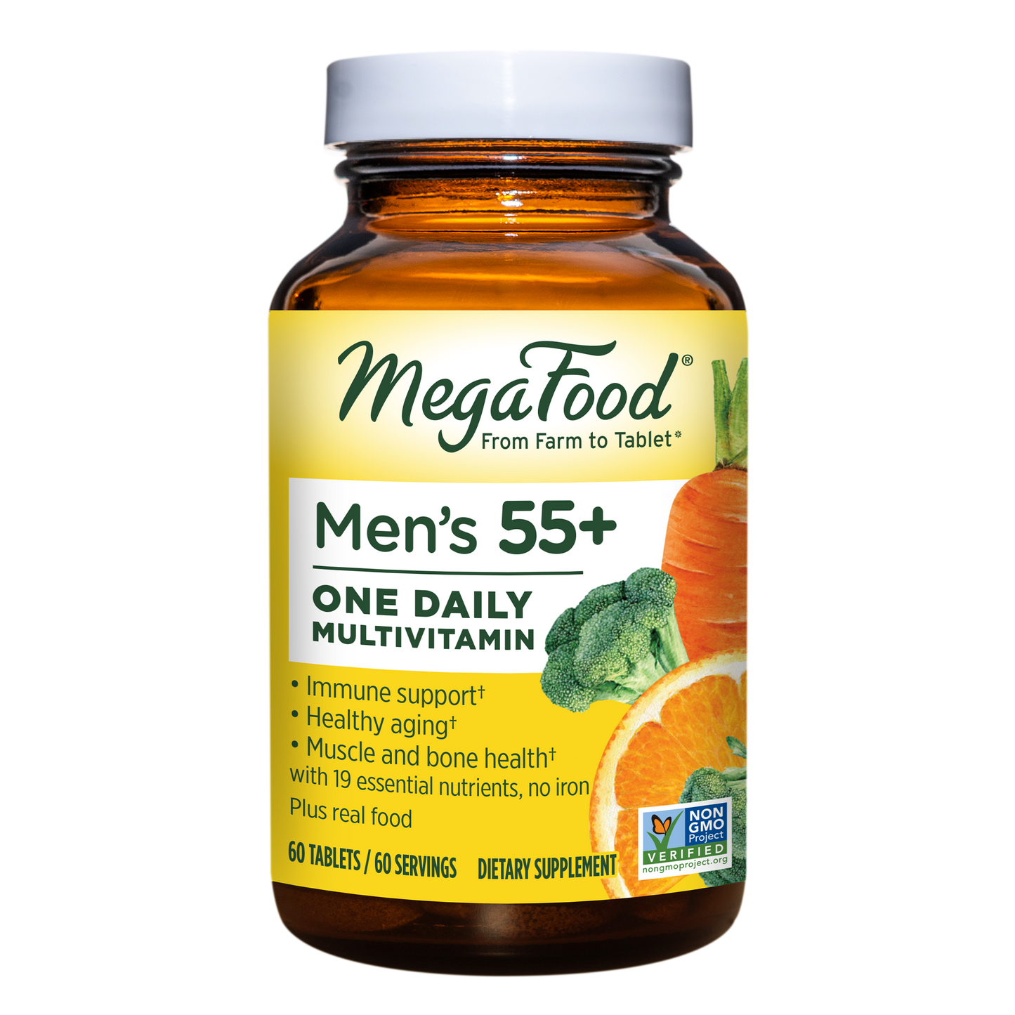 MegaFood, Men Over 55 One Daily, Supports Optimal Health and Wellbeing, Multivitamin and Mineral Dietary Supplement, Vegetarian, 60 Tablets