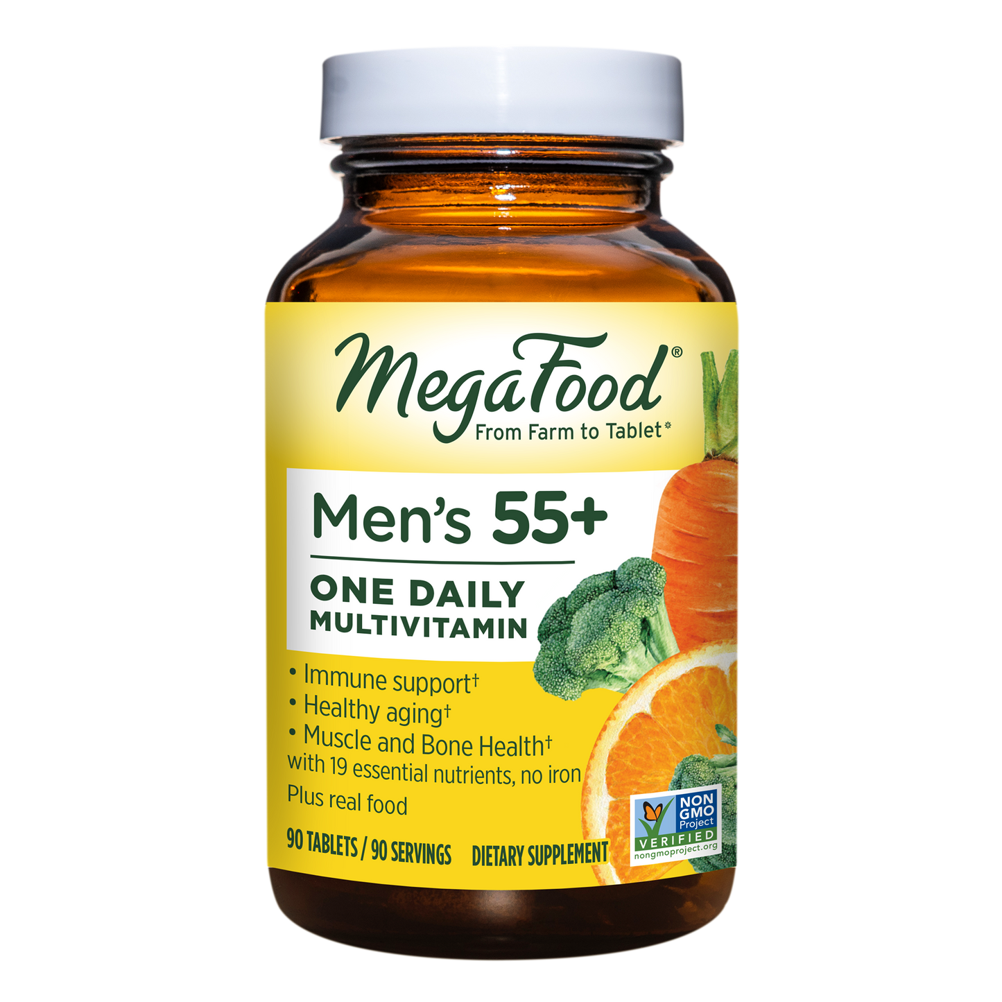 MegaFood, Men Over 55 One Daily, Supports Optimal Health and Wellbeing, Multivitamin and Mineral Dietary Supplement, Vegetarian, 90 Tablets