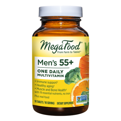 MegaFood, Men Over 55 One Daily, Supports Optimal Health and Wellbeing, Multivitamin and Mineral Dietary Supplement, Vegetarian, 90 Tablets