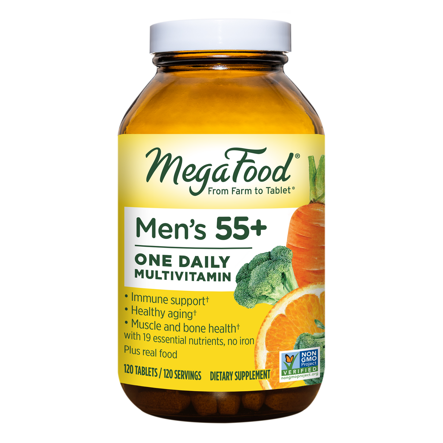 MegaFood, Men Over 55 One Daily, Supports Optimal Health and Wellbeing, Multivitamin and Mineral Dietary Supplement, Vegetarian, 120 Tablets