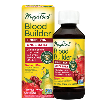 MegaFood Blood Builder Liquid Iron - Once Daily Iron Supplement Formulated to Support Healthy Energy Levels, Be Non-Constipating & Gentle on Stomach - with Vitamin B12-7.7 Fl Oz (24 Servings)