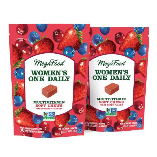 MegaFood Women's One Daily Multivitamin Soft Chews, Daily Supplement, Supports Optimal Health and Well-Being, Gluten-Free, Vegetarian, Mixed Berry - 30 Chews (Pack of 2)