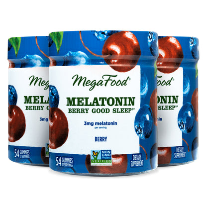 ‚ÄãMegaFood Melatonin Gummy - Soft Chew Supplement to Support Relaxation & Sleep - Vegan - Gluten-Free - Berry - 54 Count (3 Pack)