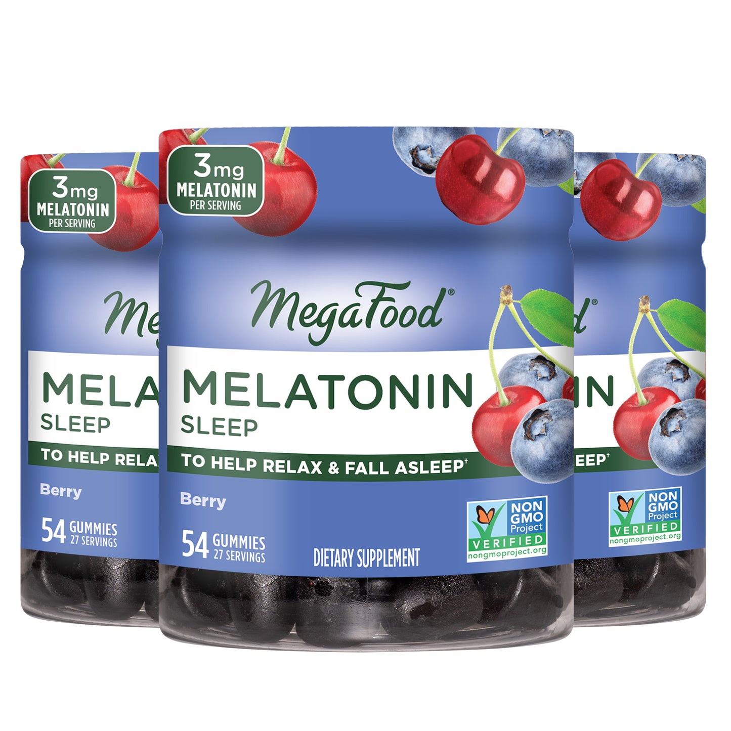 ‚ÄãMegaFood Melatonin Gummy - Soft Chew Supplement to Support Relaxation & Sleep - Vegan - Gluten-Free - Berry - 54 Count (3 Pack)