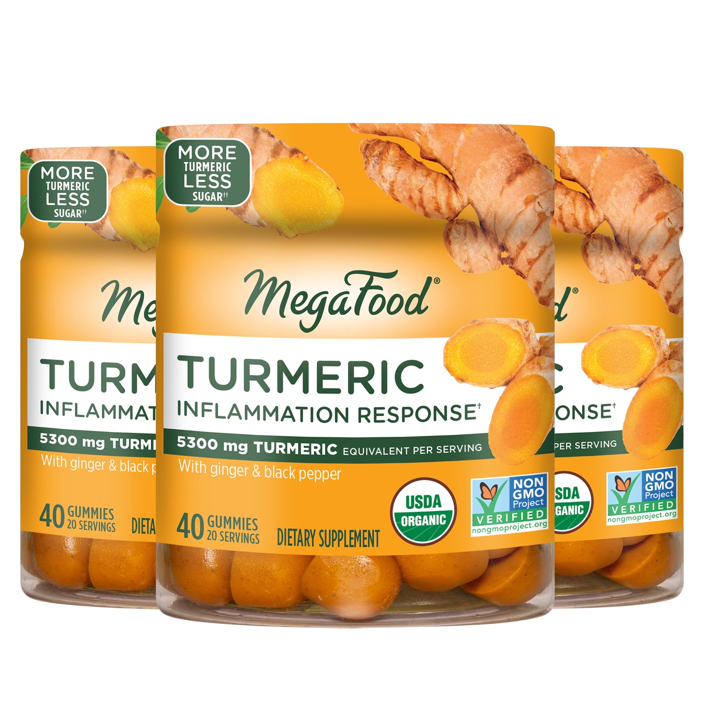 ‚ÄãMegaFood Turmeric Gummy - USDA Organic, Soft Chew Supplement to Support Healthy Inflammation - Gluten-Free - 40 Count (Pack of 3)