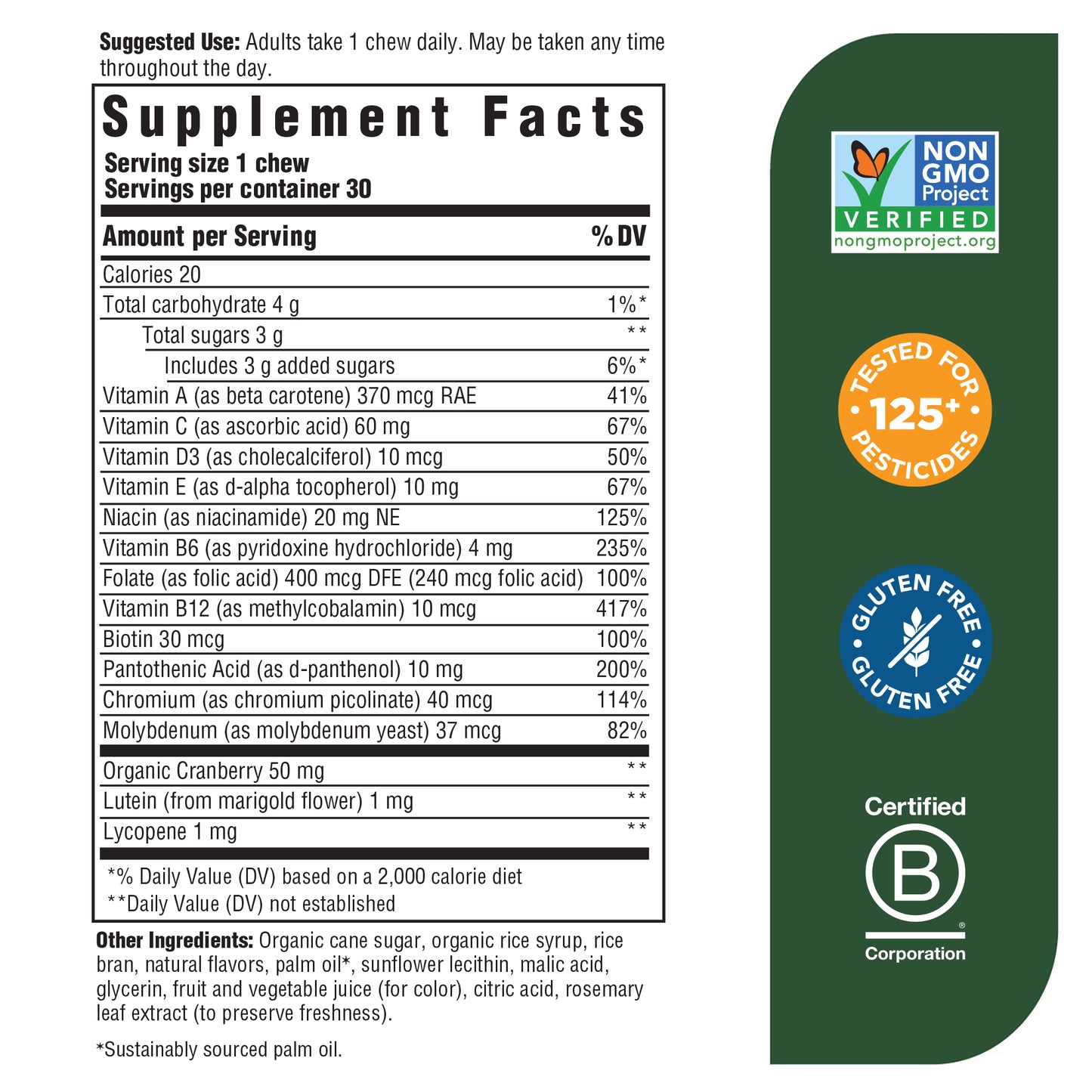 MegaFood Women's One Daily Multivitamin Soft Chews, Daily Supplement, Supports Optimal Health and Well-Being, Gluten-Free, Vegetarian, Mixed Berry - 30 Chews (Pack of 2)