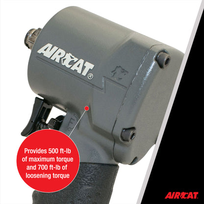 AIRCAT 1057-TH 1/2-Inch Stubby Impact Wrench 700 ft-lbs