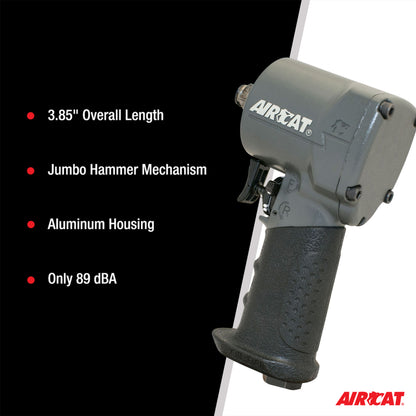 AIRCAT 1057-TH 1/2-Inch Stubby Impact Wrench 700 ft-lbs