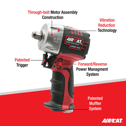 AIRCAT 1058-VXL 1/2-Inch Vibrotherm Drive Composite Compact Impact Wrench 750 ft-lbs