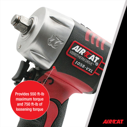 AIRCAT 1058-VXL 1/2-Inch Vibrotherm Drive Composite Compact Impact Wrench 750 ft-lbs