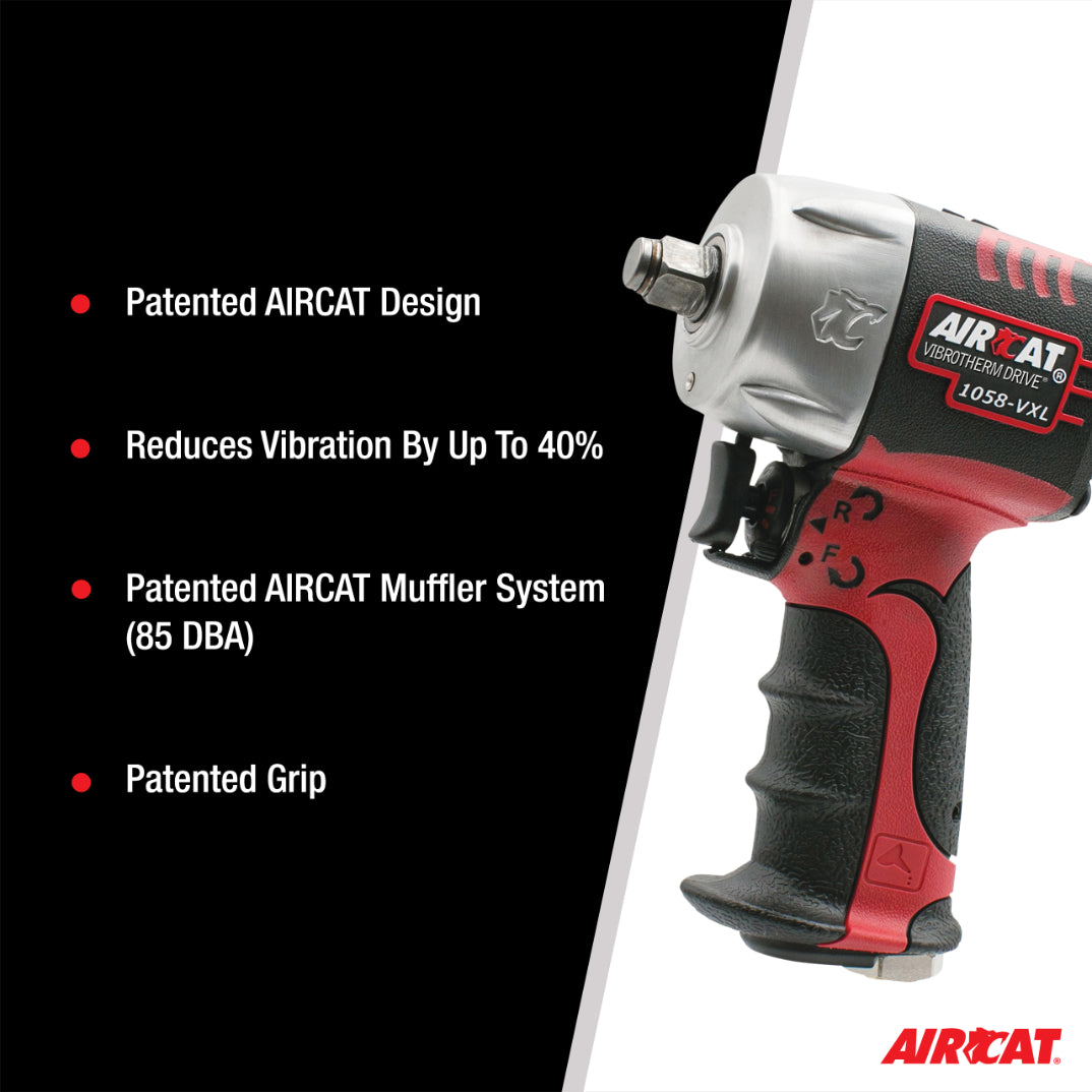 AIRCAT 1058-VXL 1/2-Inch Vibrotherm Drive Composite Compact Impact Wrench 750 ft-lbs