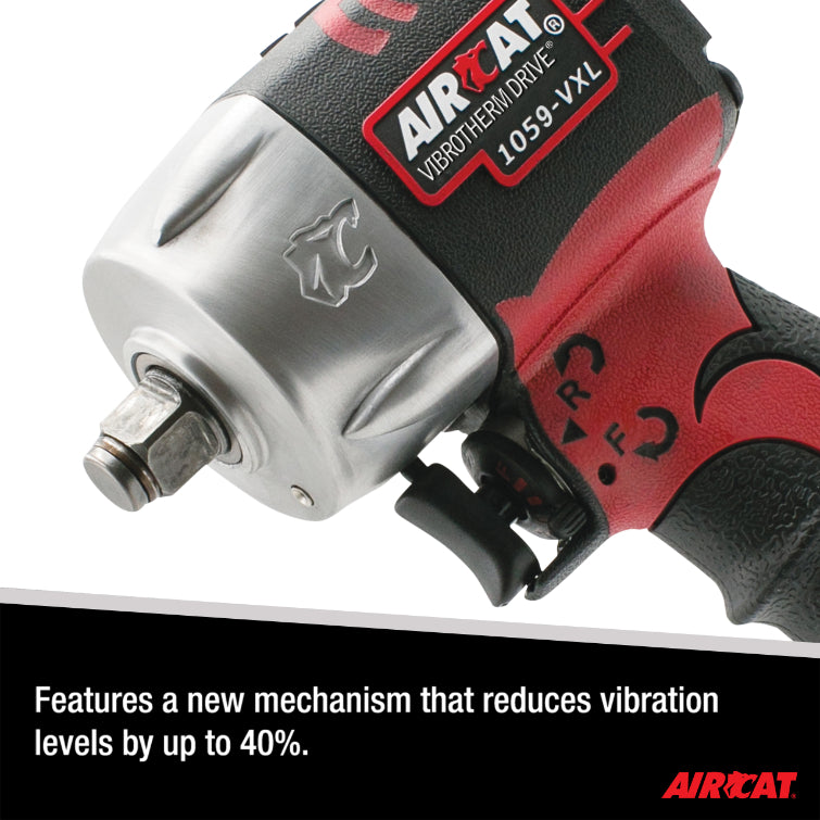AIRCAT 1059-VXL 3/8" VIBROTHERM DRIVE Compact Impact,Red, Black, Silver