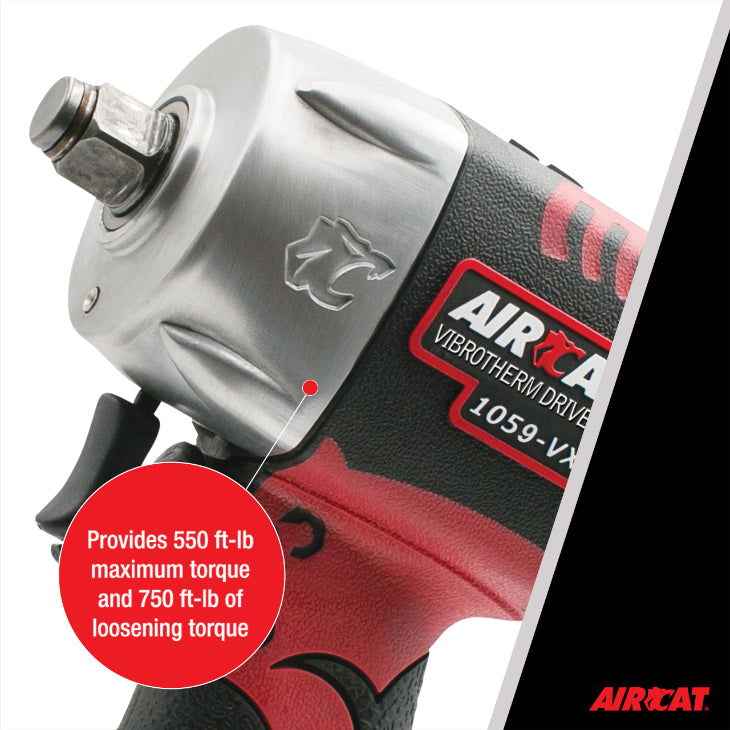 AIRCAT 1059-VXL 3/8" VIBROTHERM DRIVE Compact Impact,Red, Black, Silver