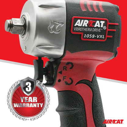 AIRCAT 1059-VXL 3/8" VIBROTHERM DRIVE Compact Impact,Red, Black, Silver