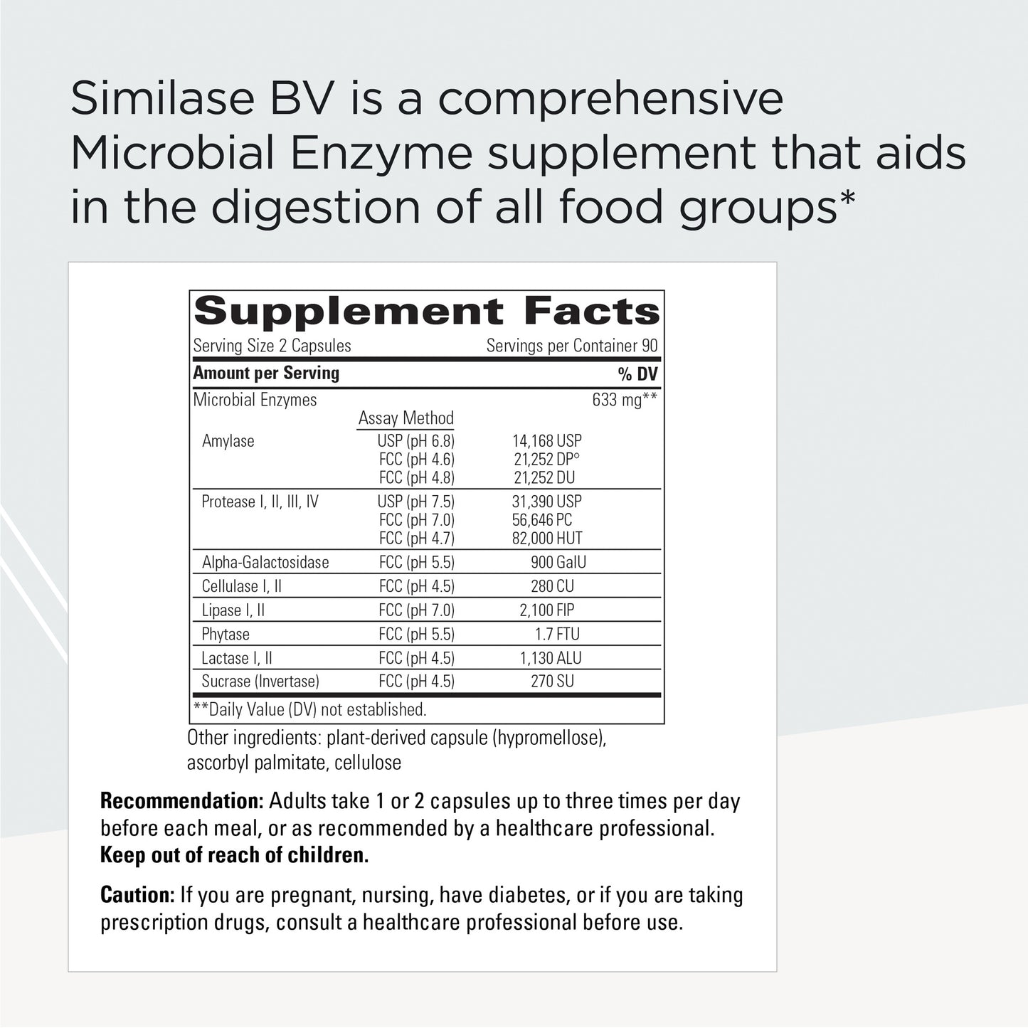 Integrative Therapeutics Similase BV - Physician Developed Digestive Enzymes for Digestion of Beans and Vegetables* - Includes Alpha-Galactosidase - Dairy Free - 180 Vegetable Capsules