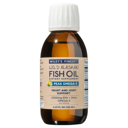 Wiley's Finest Wild Alaskan Fish Oil - Peak Omega-3 Liquid 2300mg EPA + DHA Omega-3 Natural Supplement 25 Servings