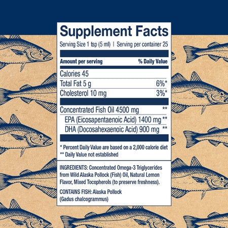 Wiley's Finest Wild Alaskan Fish Oil - Peak Omega-3 Liquid 2300mg EPA + DHA Omega-3 Natural Supplement 25 Servings
