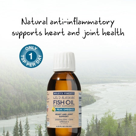 Wiley's Finest Wild Alaskan Fish Oil - Peak Omega-3 Liquid 2300mg EPA + DHA Omega-3 Natural Supplement 25 Servings