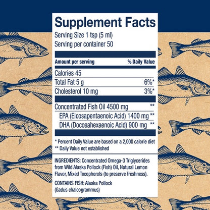 Wiley's Finest Wild Alaskan Fish Oil - Peak Omega-3 Liquid 2150mg EPA + DHA Omega-3 Natural Supplement 50 Servings (Packaging May Vary)