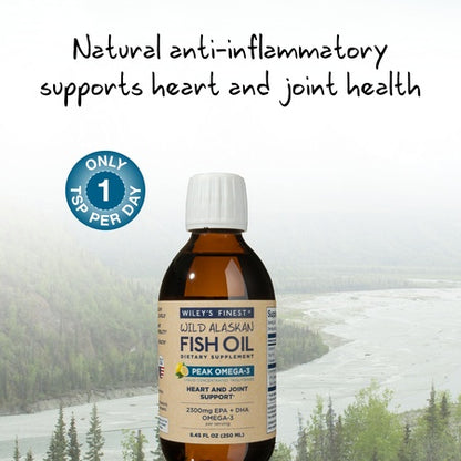 Wiley's Finest Wild Alaskan Fish Oil - Peak Omega-3 Liquid 2150mg EPA + DHA Omega-3 Natural Supplement 50 Servings (Packaging May Vary)