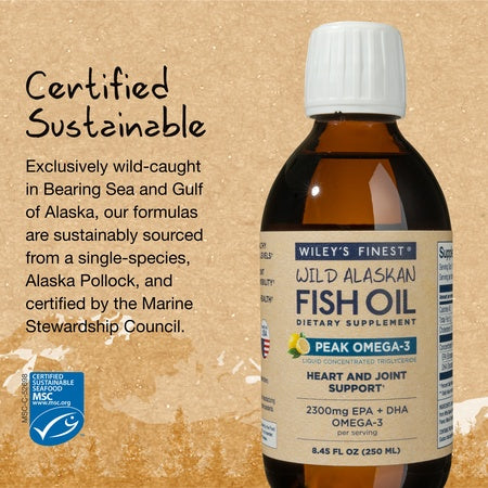 Wiley's Finest Wild Alaskan Fish Oil - Peak Omega-3 Liquid 2150mg EPA + DHA Omega-3 Natural Supplement 50 Servings (Packaging May Vary)