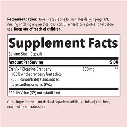 Nature's Way CranRx Bioactive Cranberry Urinary Health 500mg potency, Once Daily, 30 Vegetarian Capsules, Pack of 2