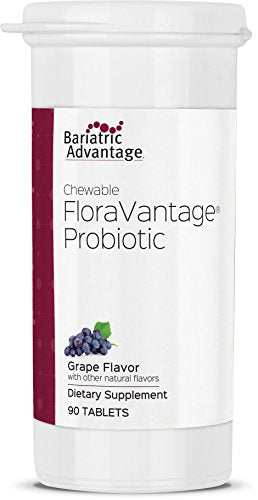 Bariatric Advantage Chewable FloraVantage Tablets, Probiotic Supplement for Bariatric Surgery Patients for Healthy Immune Support - Grape Flavor, 90 Count