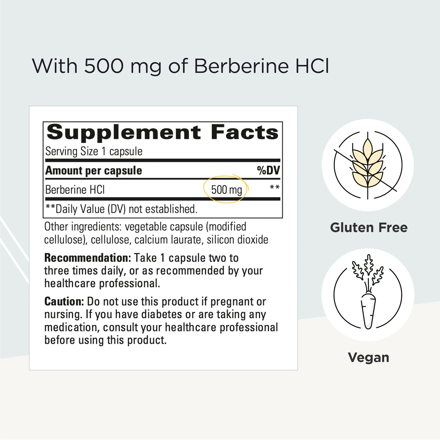 Integrative Therapeutics Berberine - Metabolic Support Supplement with Berberine HCl* - for Men and Women - Gluten Free and Vegan - 60 500 mg Capsules - 2 Pack