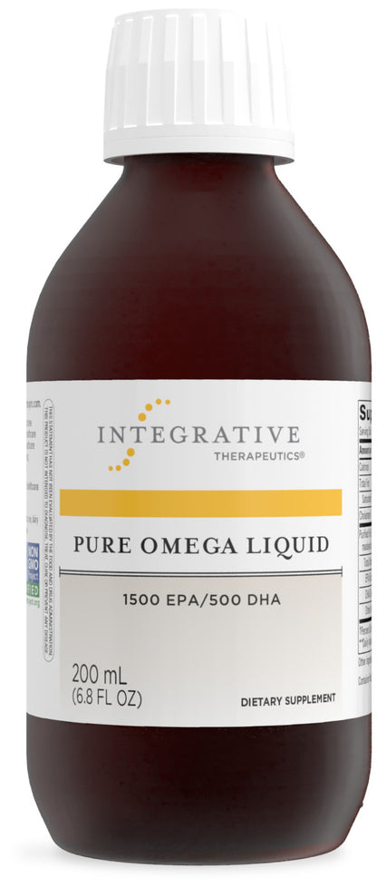 Integrative Therapeutics - Pure Omega Liquid Fish Oil - Natural Lemon Flavor - 2300 mg Omega 3 Fatty Acids with EPA and DHA - Wild Fish Oil - No Fishy Burp Back - 6.8 fl oz
