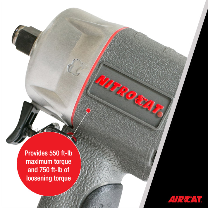 AIRCAT 1076-XL 3/8-Inch Nitrocat Composite Compact Impact Wrench 750 ft-lbs
