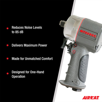 AIRCAT 1076-XL 3/8-Inch Nitrocat Composite Compact Impact Wrench 750 ft-lbs