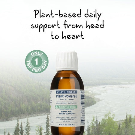 Wiley's Finest Catch Free Vegan Omega 3 Liquid Supplement, Organic Plant-Based Algae Oil DHA + EPA Fatty Acids, Fish Oil Alternative, Supports Heart, Brain, Joint Health, Non-GMO, 4oz Mango Flavor