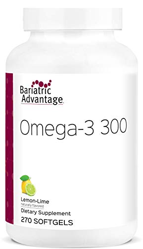 Bariatric Advantage Omega-3 300 EPA DHA Fish Oil Capsules, Concentrated Source of Fatty Acids from Sustainably Sourced Cold Water Fish - Lemon Lime, 270 Softgels