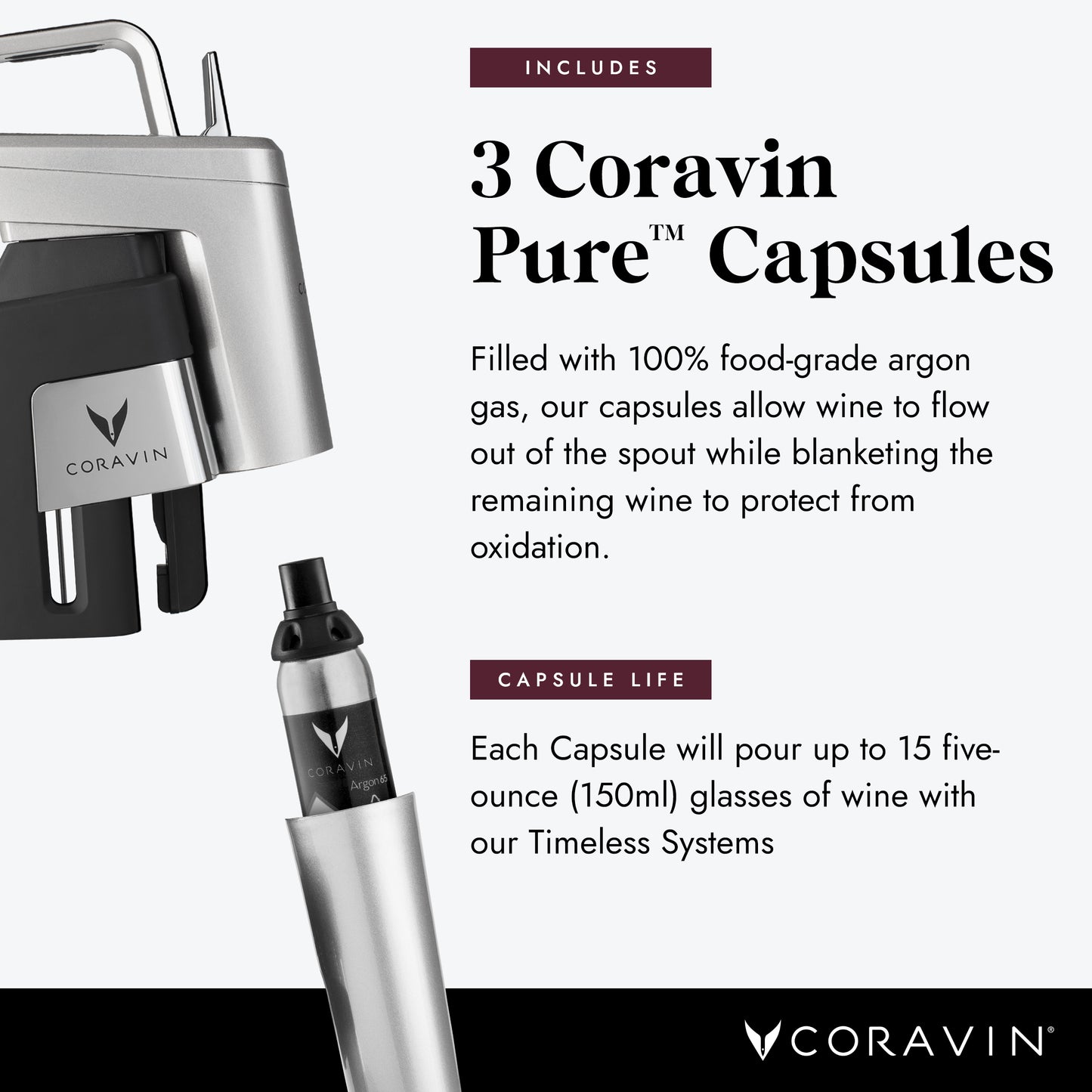 Coravin Timeless Six Plus - Wine Preservation System and Aerator - Includes 3 Argon Gas Capsules, 6 Screwcaps, Aerator, and Carry Case - Silver