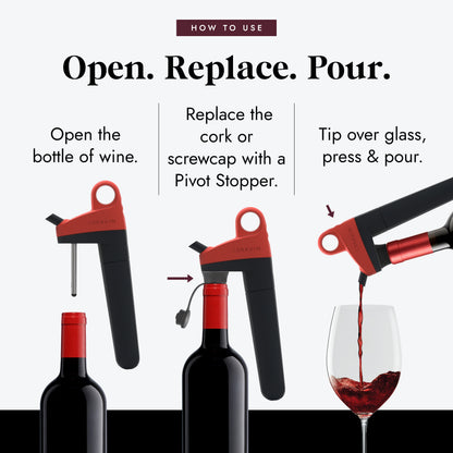 Coravin | Pivot Wine Preservation System for Red & White Wine | Keeps Wine Fresh - Reusable Wine Stopper | 2 Pivot Stoppers & 1 Pure Capsule Inc | Wine Gift | Coral