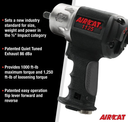 AirCat 1125: 1/2" Composite Impact Wrench 1250 ft-lbs