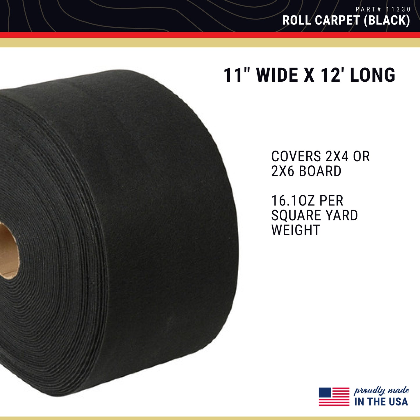 CE Smith - Trailer Roll Carpet - Boat & Trailer Accessories & Replacement Part - 11‚Äù x 12‚Äô - Black