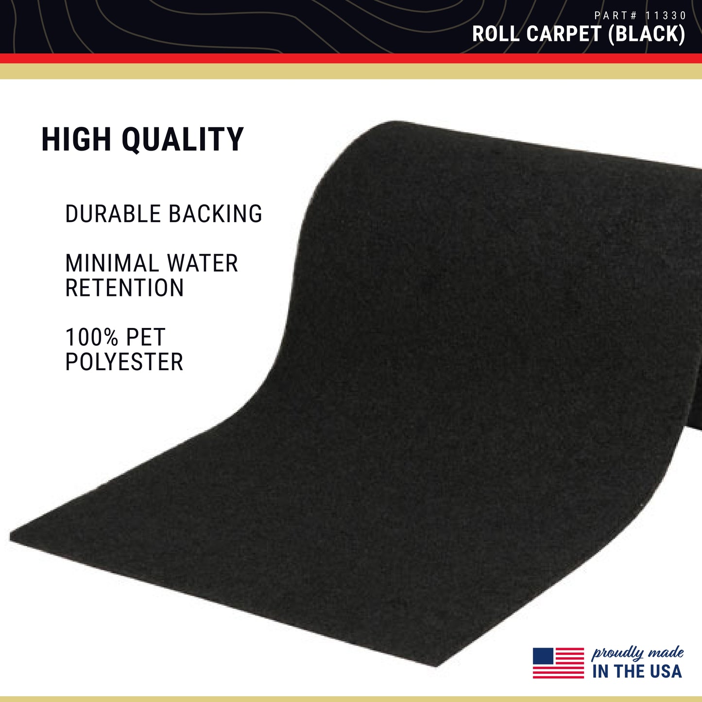 CE Smith - Trailer Roll Carpet - Boat & Trailer Accessories & Replacement Part - 11‚Äù x 12‚Äô - Black