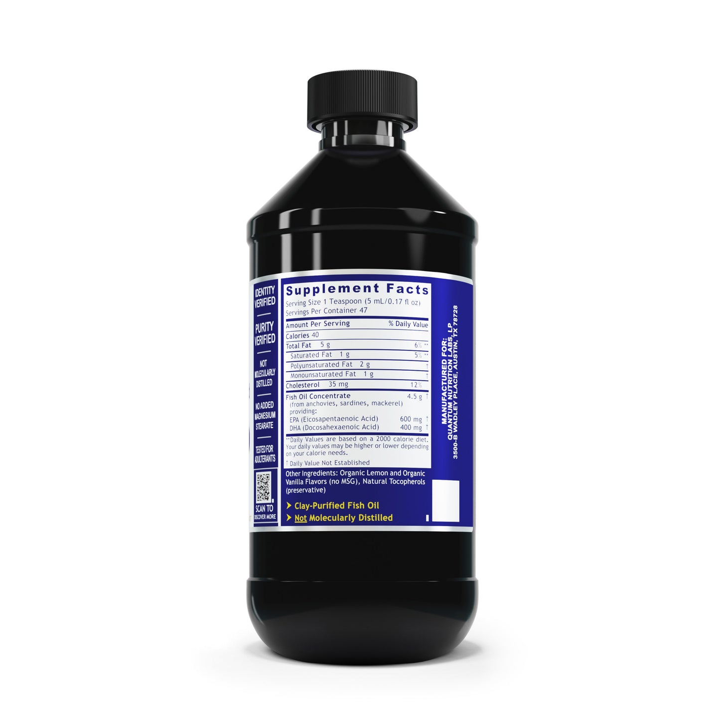Quantum EPA/DHA, 8 fl oz - Quantum Fish Oil Concentrate for Heart and Joint Health, Lemon Flavor