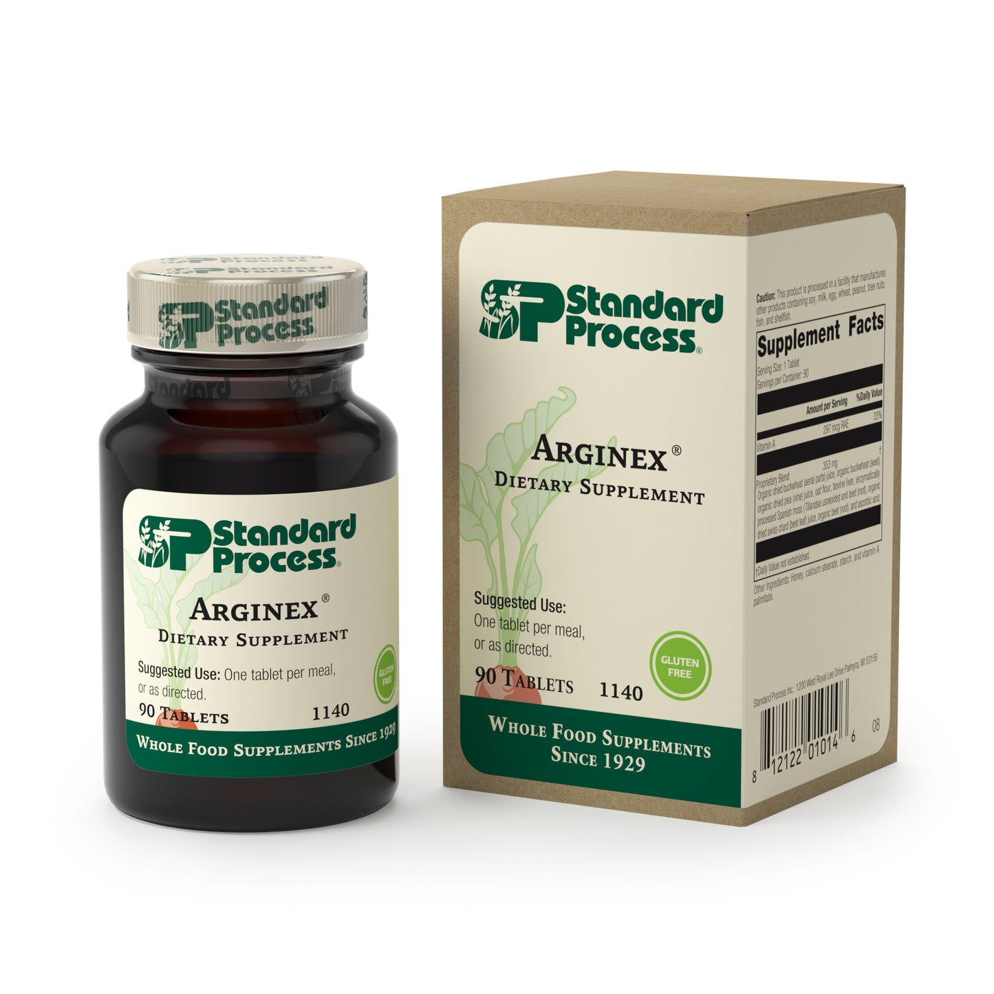 Standard Process Arginex - Whole Food Formula for Body Cleanse Organs - Liver Support and Kidney Health Supplement with Vitamin A, Oat Flour, Buckwheat and Ascorbic Acid - 90 Tablets