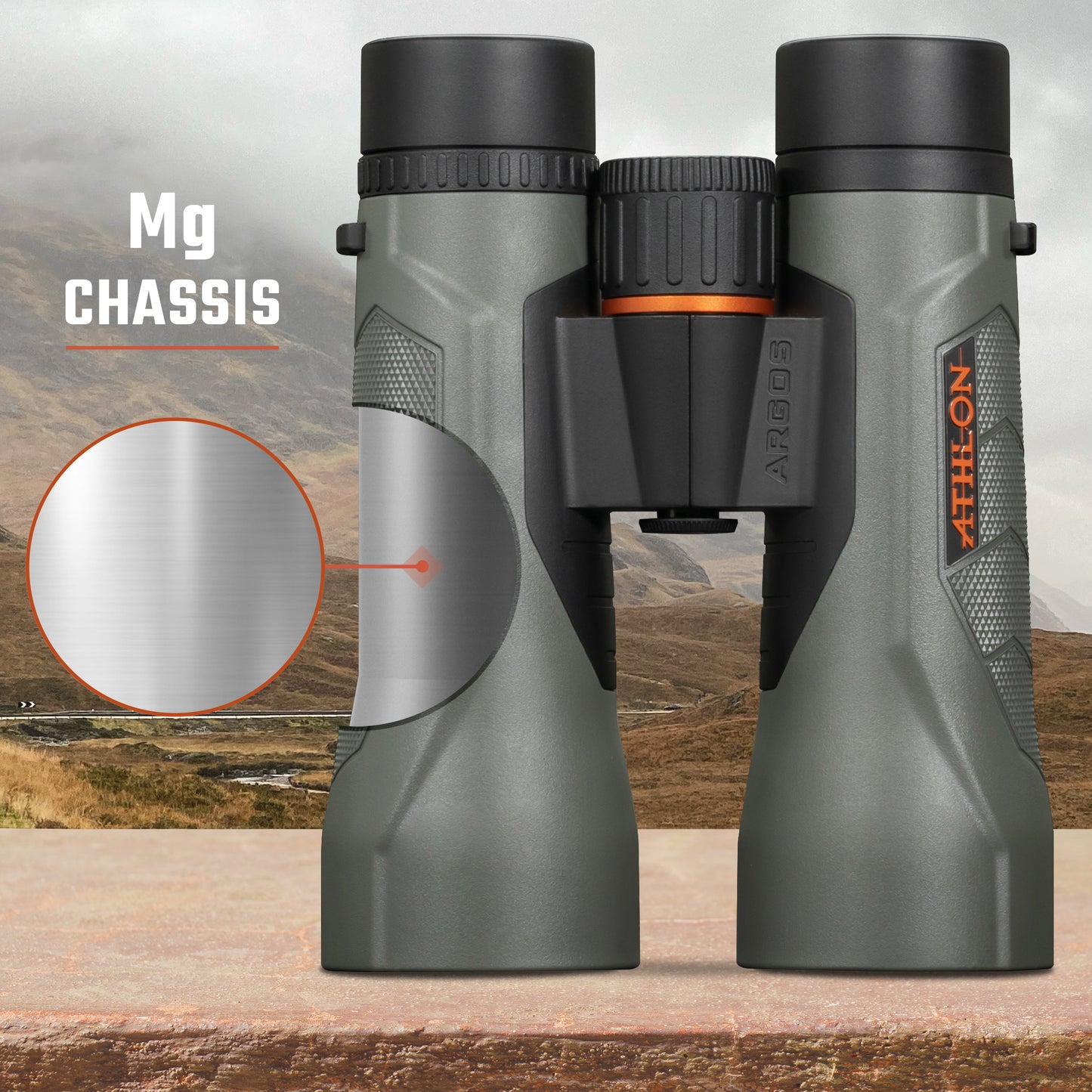 Athlon Optics 12x50 Argos G2 HD Gray Binoculars with Eye Relief for Adults and Kids, High-Powered Binoculars for Hunting, Birdwatching, and More