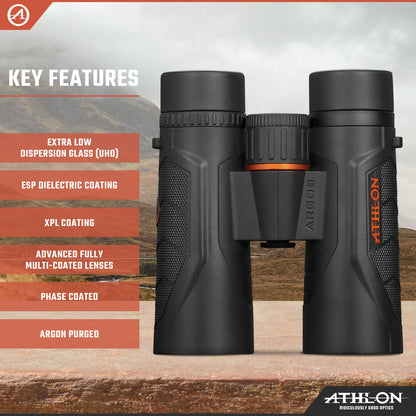 Athlon Optics 8x42 Argos G2 HD Black Binoculars with Eye Relief for Adults and Kids, High-Powered Binoculars for Hunting, Birdwatching, and More