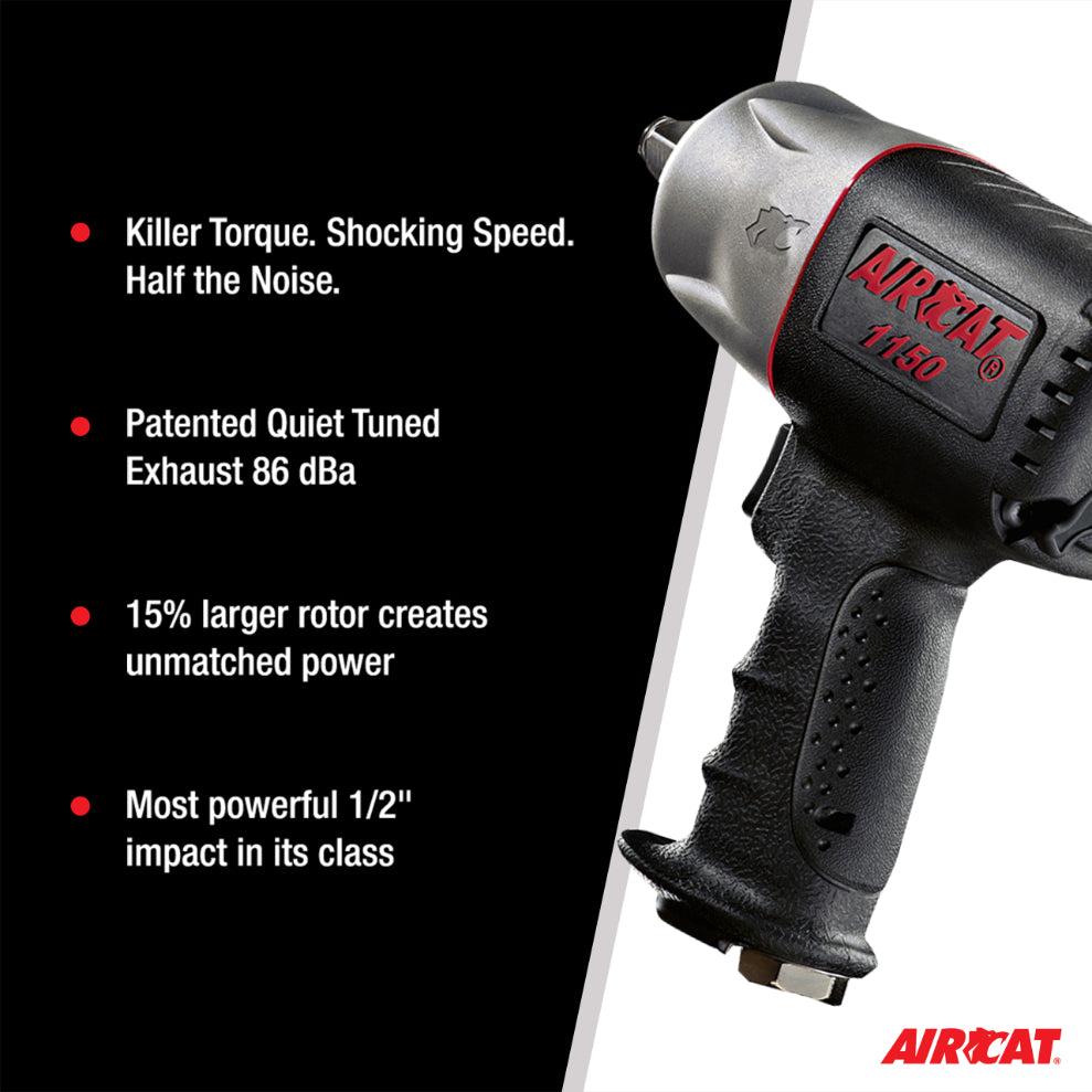 AIRCAT 1150 1/2-Inch Drive ""Killer Torque"" Composite Impact Wrench 1295 ft-lbs